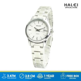 Jam Tangan Wanita Elegant Halei 563L Silver Tanggal Aktif - Hitam