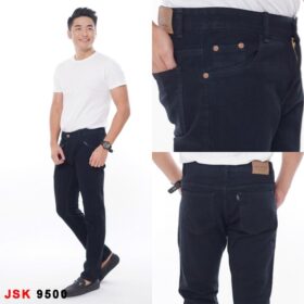 Celana Jeans Pria Slim Fit Lurus Bigsize Jumbo Trendy Original JSK - Hitam