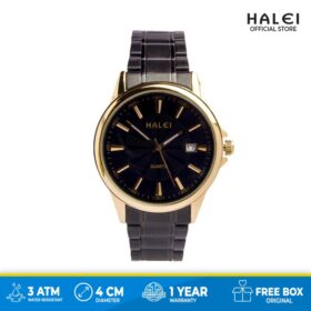 Haleiwatch Jam Tangan Pria Elegant Hitam Rosegold Tahan Air 563M