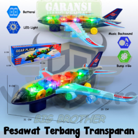 Gear Plane Mainan Pesawat Terbang Transparan Bunyi Suara Lampu BRO1456