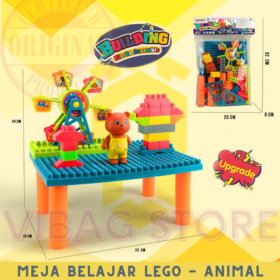 Meja Belajar Lego Blok Briks Duplo Balok Susun Edukasi Sekolah BRO1090 Biru