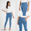 Celana Jeans Highwaist Front Line Skinny Wanita Stretch - Biru Medium