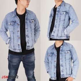 3 WARNA Jaket Denim Polos Jeans Pria Modis Trendy Casual - Snow Biru Muda