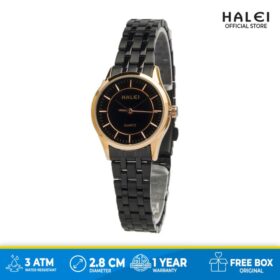 Jam Tangan Wanita Mewah Elegan Original Haleiwatch 567L Hitam RoseGold