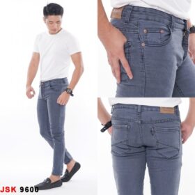 Celana Panjang Skinny Jeans Pria Stretch Bigsize Jumbo - Abu Abu