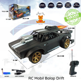 RC Mobil Balap Fast Farious Dodge Spray Remote Control 2WD RDR1207 Hitam