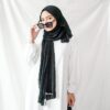 AURA Active Hijab Pashmina Flowy Plisket Breeze JET BLACK