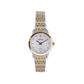 Halei Jam Tangan Wanita Analog Mewah Kombinasi Stainless TGL Aktif 585 - Plat Putih