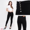 Celana Panjang Highwaist Kancing 5 Skinny Jeans Wanita - Hitam