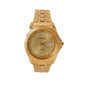 Haleiwatch Analog Jam Tangan Pria Formal Mewah Emas Stainless 583 M - Plat Gold