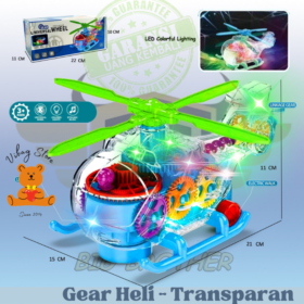 Mainan Gear Helikopter Transparan Helicopter Musik Airplane BRO1511 Biru