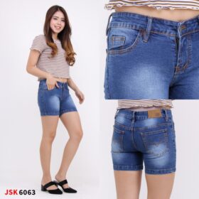 Celana Pendek Hotpant Polos Jeans Wanita JSK 3 Varian Warna - Biru Jeans