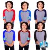 Baju raglan anak 3/4 kaos kids raglan baby baju reglan anak polos