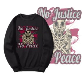 Sweater No Justice Black Crewneck Sablon Basic Sweater Logo Oversize