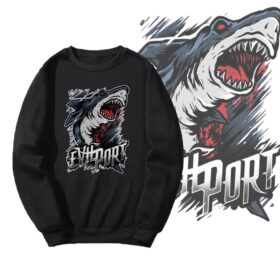 Sweater Evilphort Black Crewneck Sablon Basic Sweater Logo Oversize