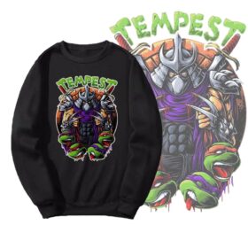 Sweater Tempest Black Crewneck Sablon Basic Sweater Logo Oversize