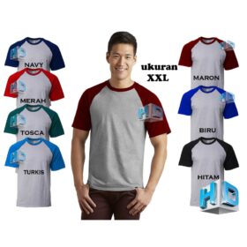 Kaos Raglan Pendek Size XXL Polos Lengan Pendek Kaos Distro Pria